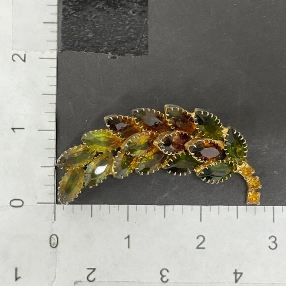 Tooth Brooch - Etsy VTG Crystal Givre Glass Ombre Leaf Brooch Pin Dog Tooth Brooch Hobe D&E??